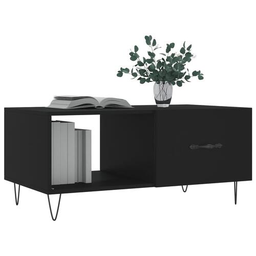 Sofabord 90x50x40 cm konstrueret træ sort