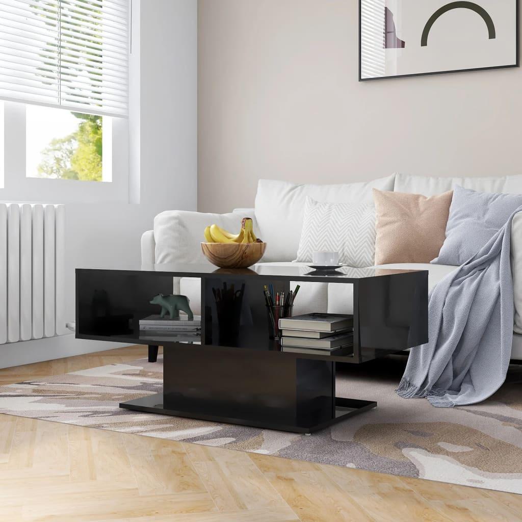Sofabord 2 stk. 103,5x50x44,5 cm konstrueret træ sort højglans