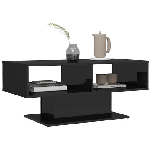 Sofabord 2 stk. 103,5x50x44,5 cm konstrueret træ sort højglans