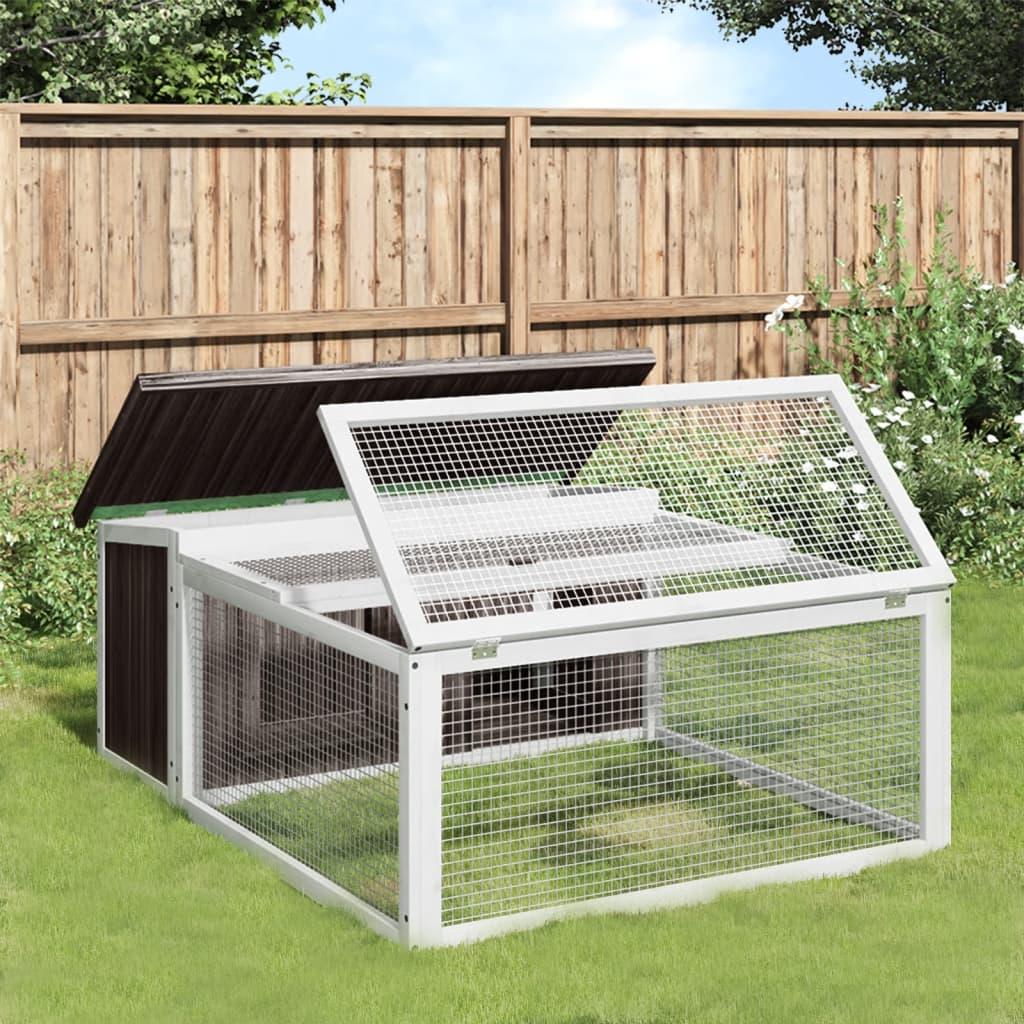 Kaninbur 117,5x97x47,5 cm massivt fyrretræ grå