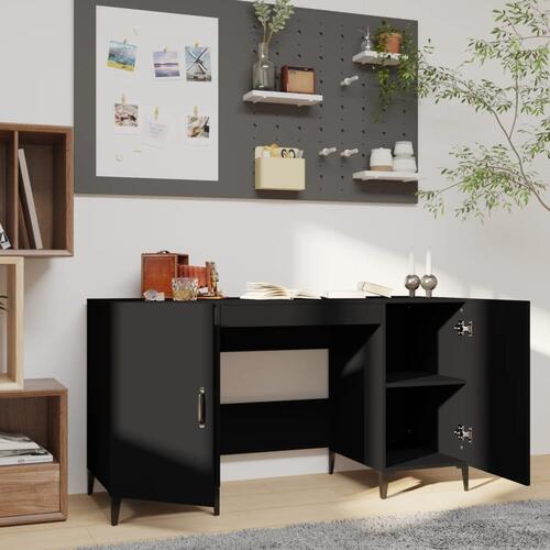 Skrivebord 140x50x75 cm konstrueret træ sort
