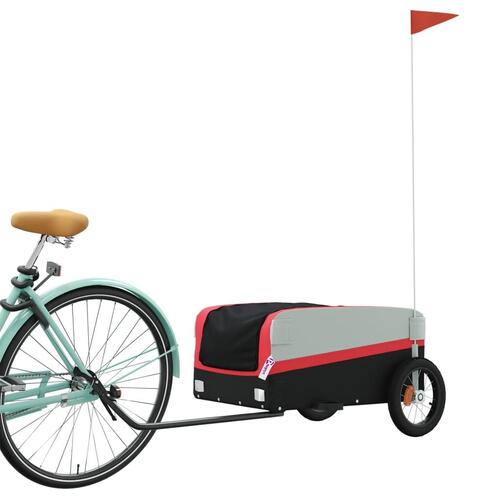 Cykelanhænger 30 kg jern sort og rød