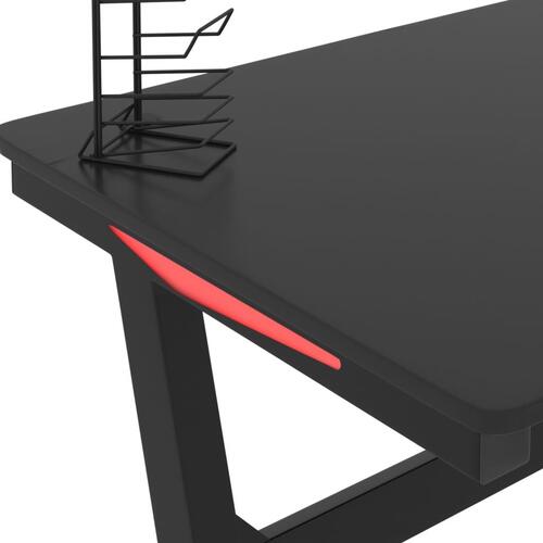 Gamerbord med LED-lys og Z-formede ben 110x60x75 cm sort