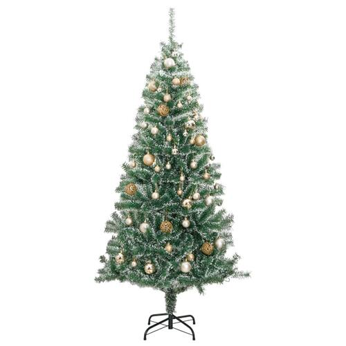 Kunstigt juletræ med 300 LED'er + sne og kuglesæt 240 cm