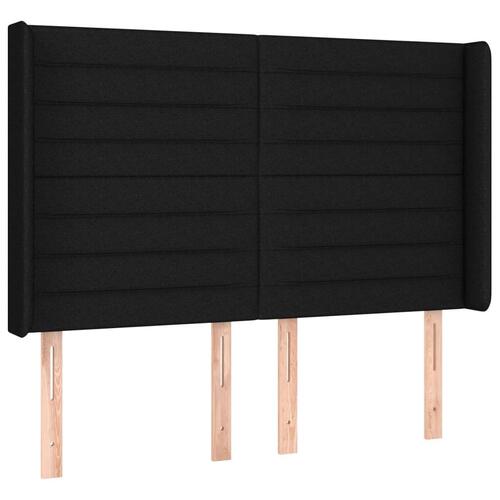 Sengegavl med kanter 147x16x118/128 cm stof sort