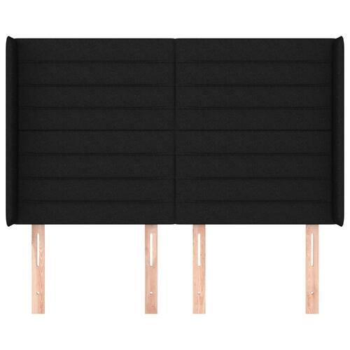Sengegavl med kanter 147x16x118/128 cm stof sort