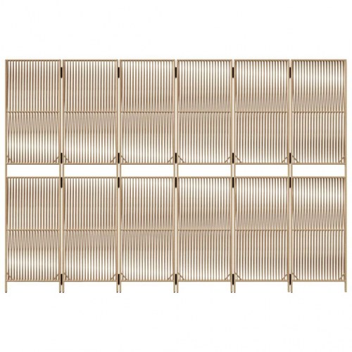 Rumdeler med 6 paneler i polyrattan - beige, foldbar