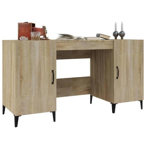 Skrivebord 140x50x75 cm konstrueret træ sonoma-eg