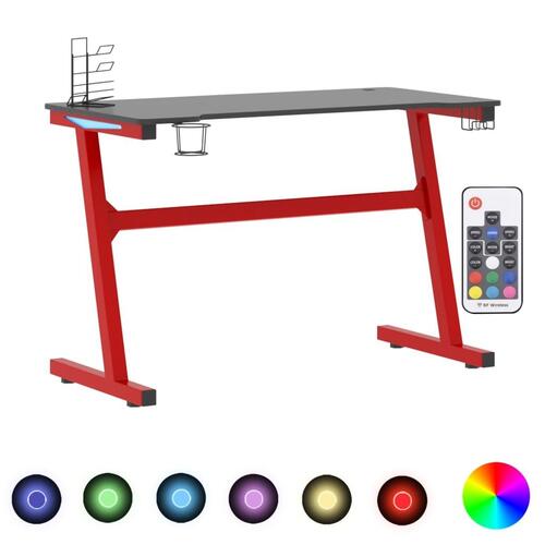 Gamerbord med LED-lys og Z-formede ben 110x60x75 cm sort og rød