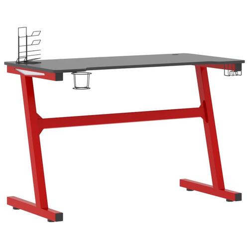 Gamerbord med LED-lys og Z-formede ben 110x60x75 cm sort og rød