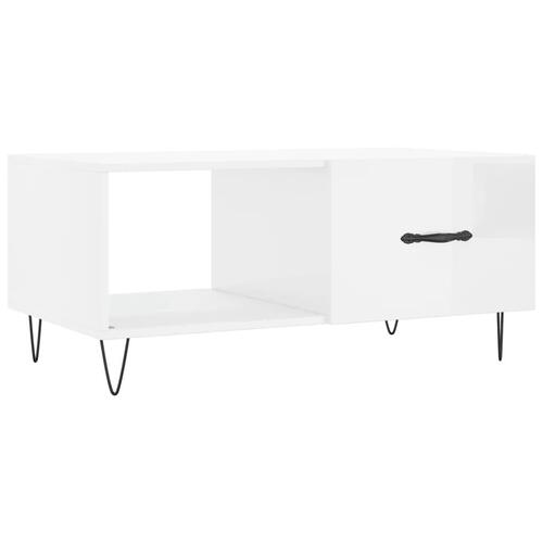 Sofabord 90x50x40 cm konstrueret træ hvid højglans