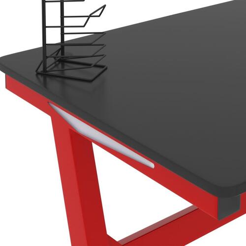 Gamerbord med LED-lys og Z-formede ben 110x60x75 cm sort og rød