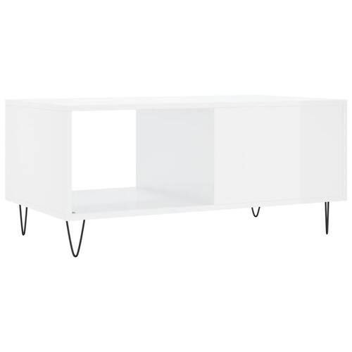 Sofabord 90x50x40 cm konstrueret træ hvid højglans