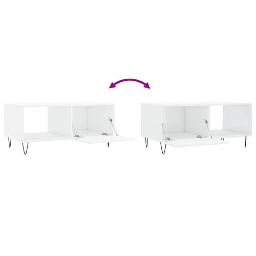 Sofabord 90x50x40 cm konstrueret træ hvid højglans