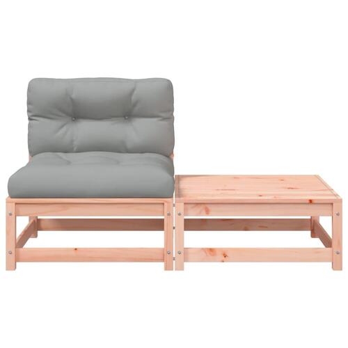 Sofa med hynder og fodskammel uden armlæn