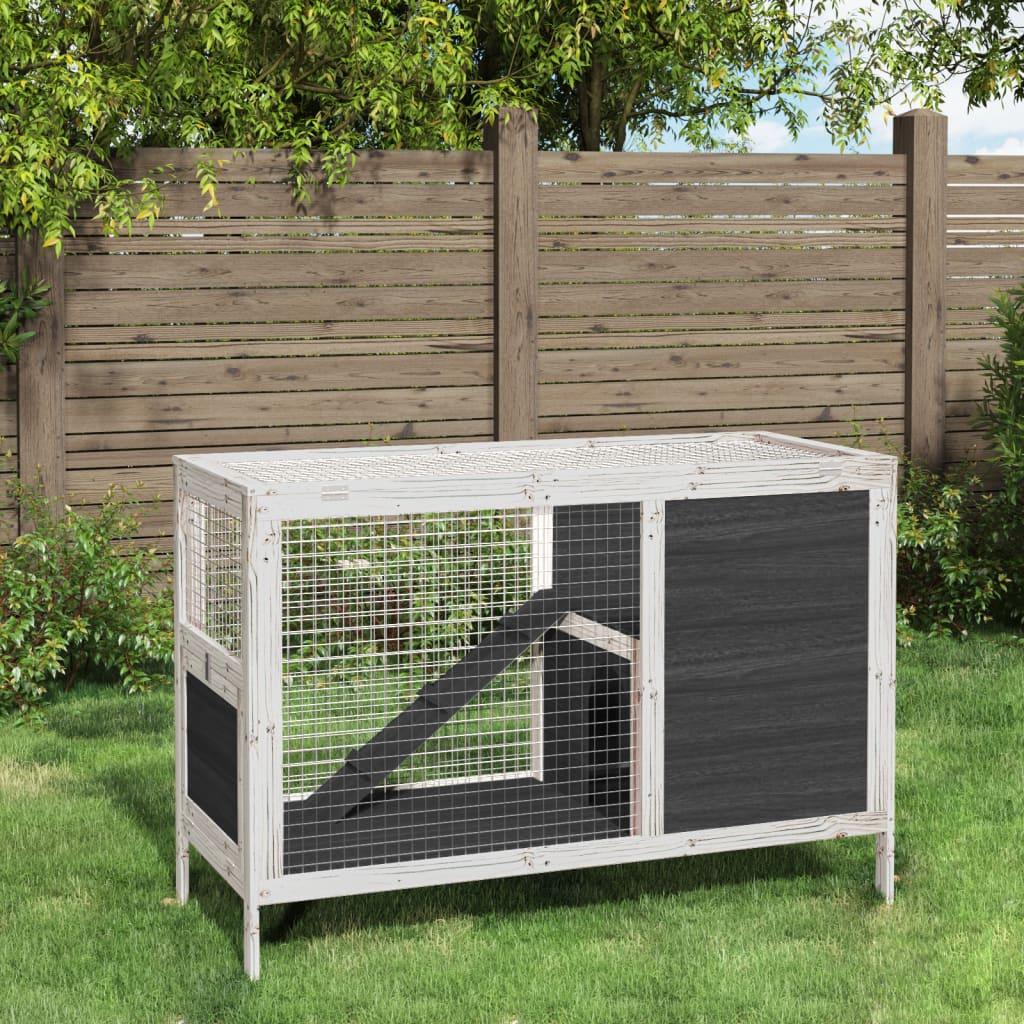 Kaninbur 103x44x69,5 cm massivt fyrretræ grå
