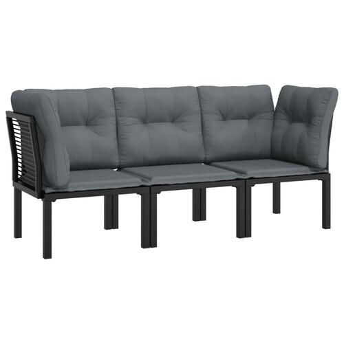 Loungesæt til haven 3 dele polyrattan sort og grå