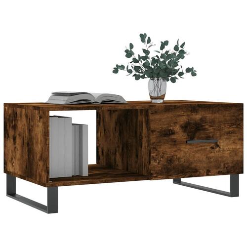 Sofabord 90x50x40 cm konstrueret træ røget egetræsfarve