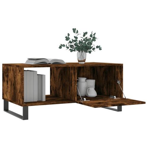 Sofabord 90x50x40 cm konstrueret træ røget egetræsfarve