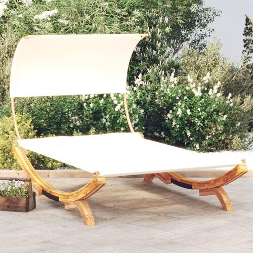 Loungeseng med baldakin 165x203x126 cm bøjet træ cremefarvet