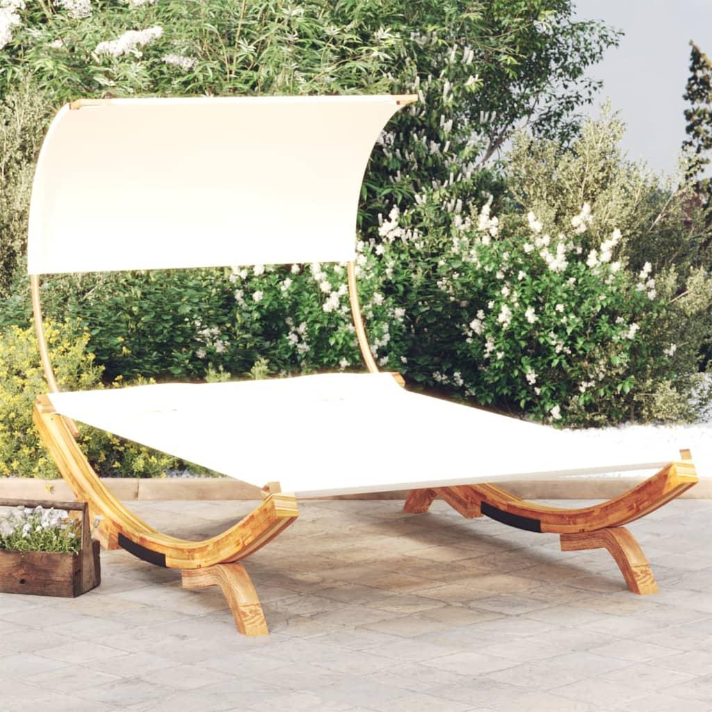 Loungeseng med baldakin 165x203x126 cm bøjet træ cremefarvet