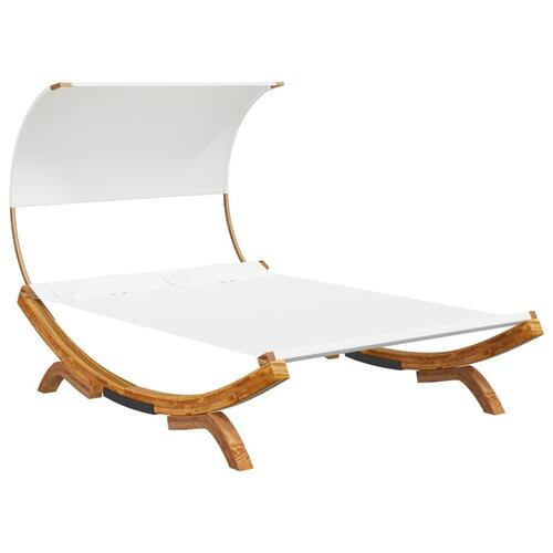 Loungeseng med baldakin 165x203x126 cm bøjet træ cremefarvet
