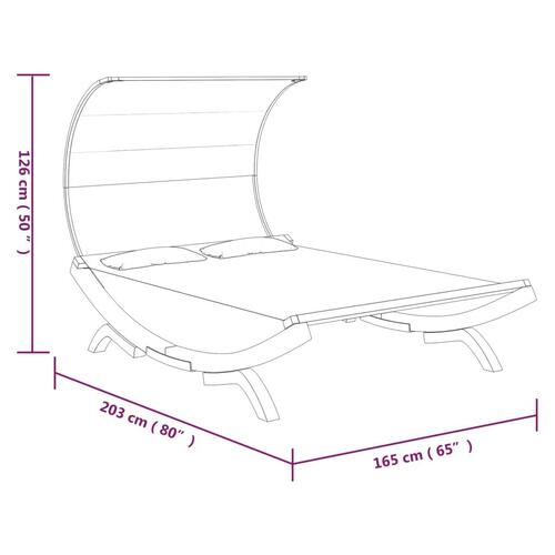Loungeseng med baldakin 165x203x126 cm bøjet træ cremefarvet