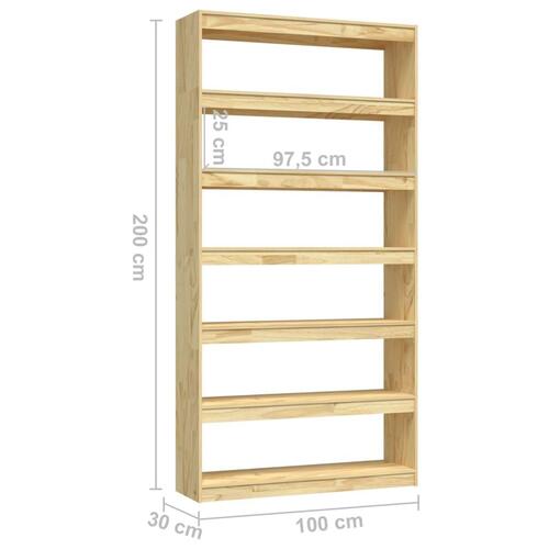 Bogreol/rumdeler 100x30x200 cm massivt fyrretræ