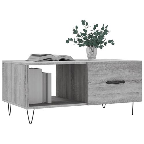 Sofabord 90x50x40 cm konstrueret træ grå sonoma-eg