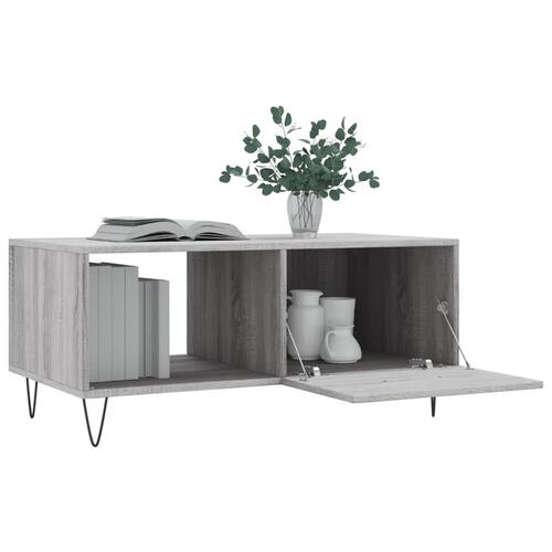 Sofabord 90x50x40 cm konstrueret træ grå sonoma-eg