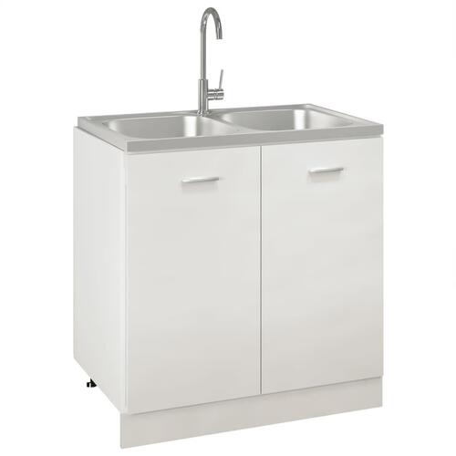 Køkkenvask med 2 bassiner 800x500x155 mm rustfrit stål sølv