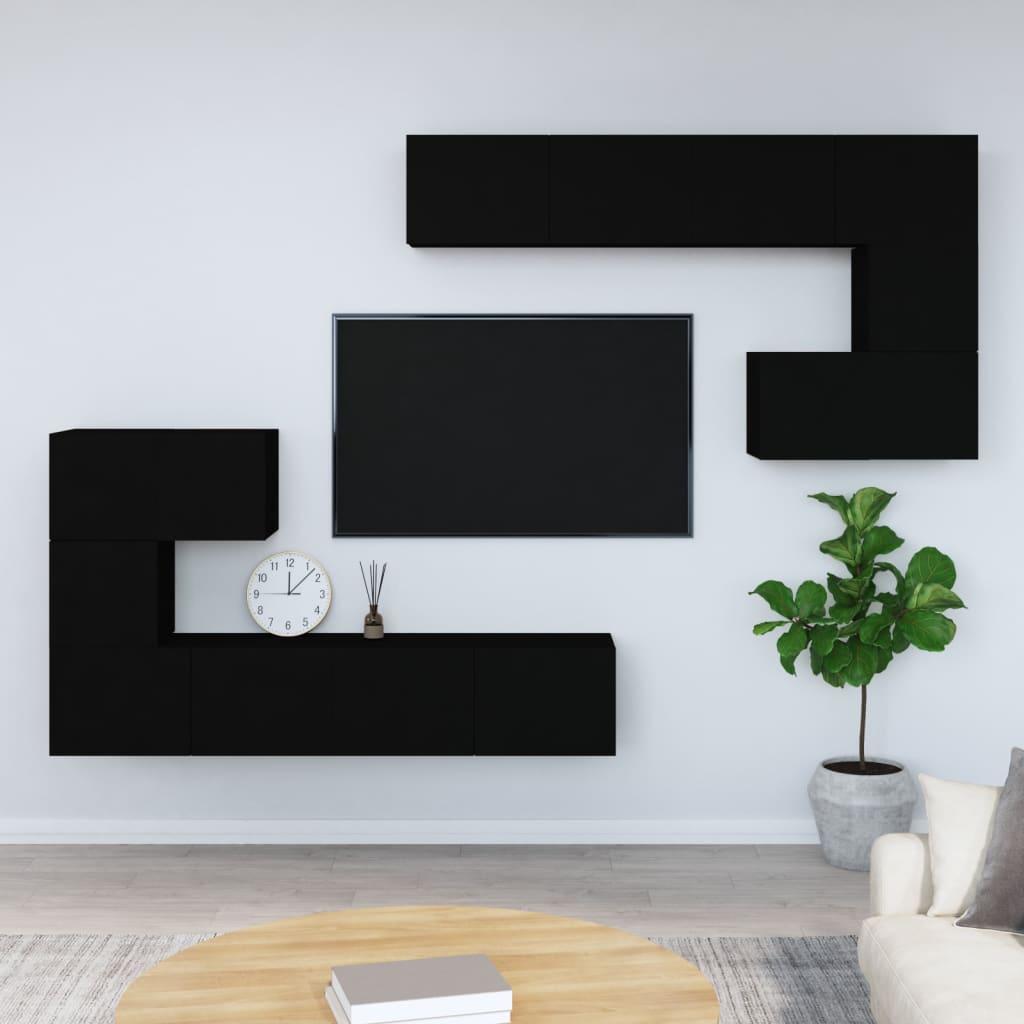 Væghængt tv-bord 37x37x72 cm konstrueret træ sort