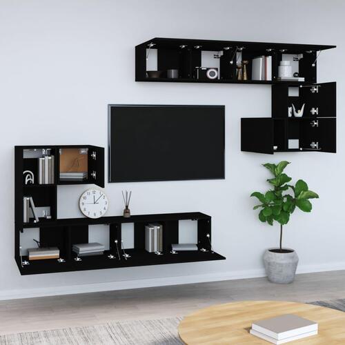 Væghængt tv-bord 37x37x72 cm konstrueret træ sort