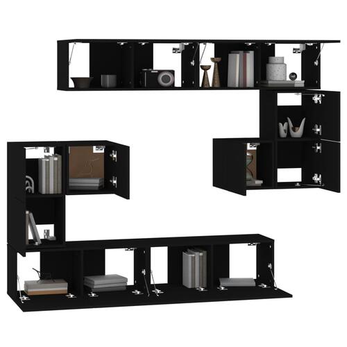 Væghængt tv-bord 37x37x72 cm konstrueret træ sort