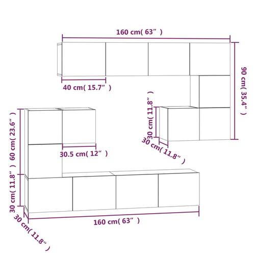 Væghængt tv-bord 37x37x72 cm konstrueret træ sort