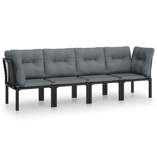 Loungesæt til haven 4 dele polyrattan sort og grå