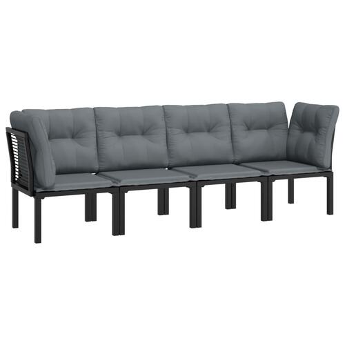 Loungesæt til haven 4 dele polyrattan sort og grå
