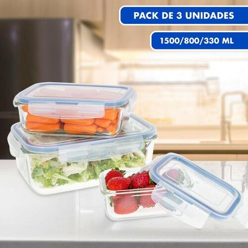 Sæt med stabelbare hermetiske køkkenbeholdere Max Home 6 enheder 23 x 7,5 x 17,5 cm