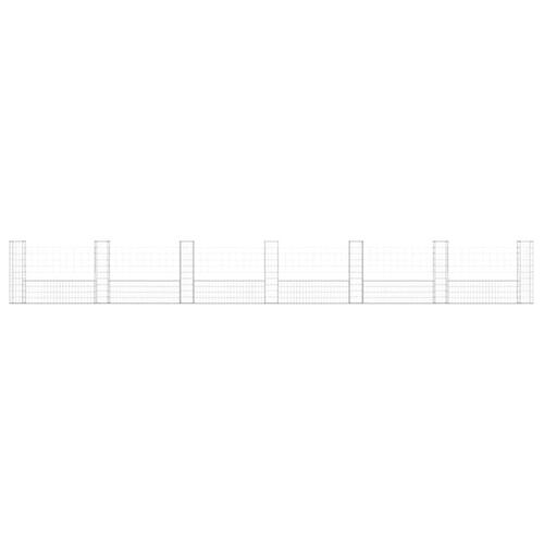 Gabionkurv med 7 stolper 740x20x100 cm U-facon jern