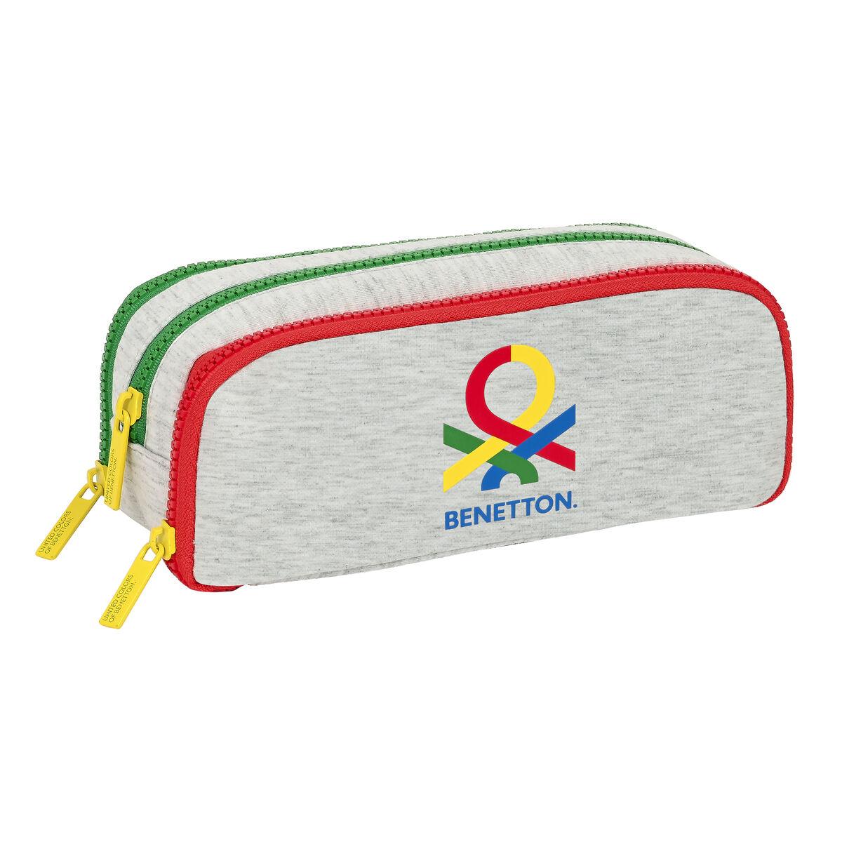 Penalhus tredobbelt Benetton Pop - grå 21 × 8 × 8 cm billede