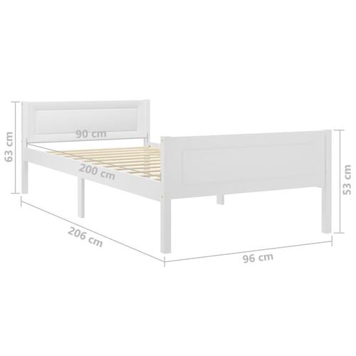 Sengestel 90x200 cm massivt fyrretræ hvid