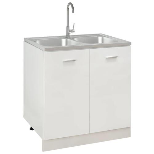 Køkkenvask med 2 bassiner 800x600x155 mm rustfrit stål sølv