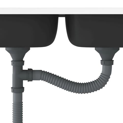 Køkkenvask med 2 bassiner 800x600x155 mm rustfrit stål sølv