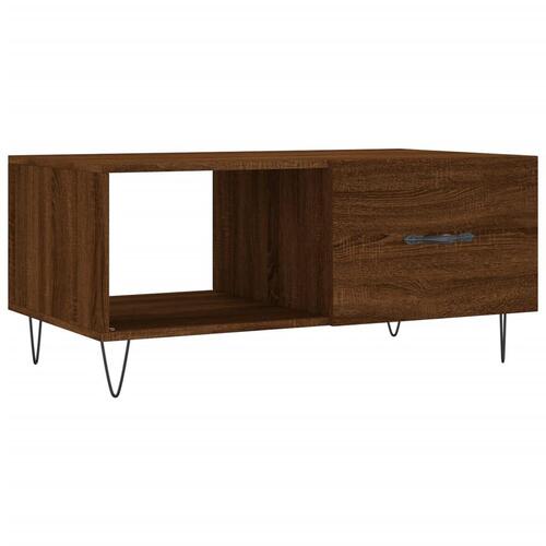 Sofabord 90x50x40 cm konstrueret træ brun egetræsfarve