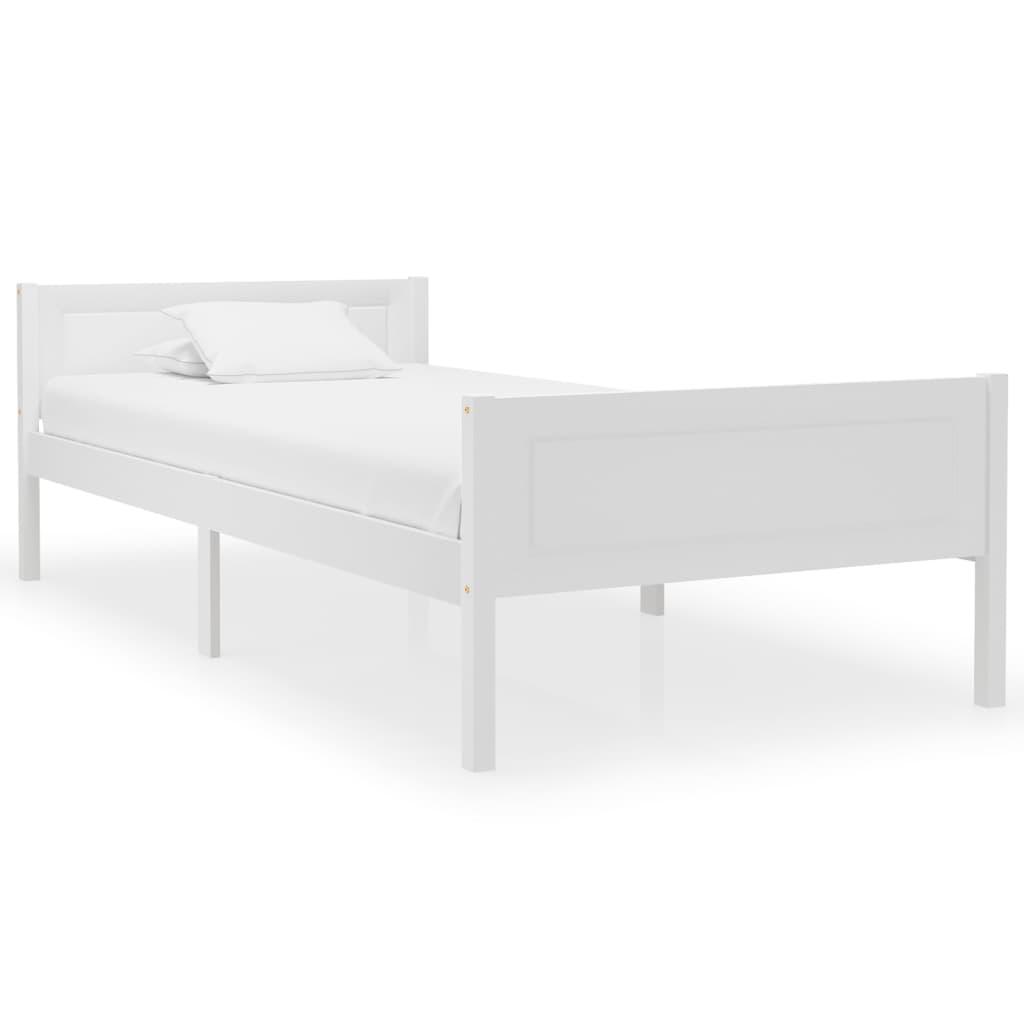 Sengestel 100x200 cm massivt fyrretræ hvid