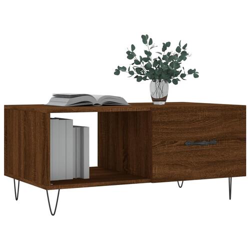 Sofabord 90x50x40 cm konstrueret træ brun egetræsfarve