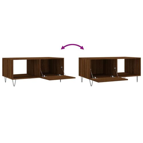 Sofabord 90x50x40 cm konstrueret træ brun egetræsfarve