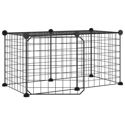 8-panels kæledyrsindhegning med låge 35x35 cm stål sort