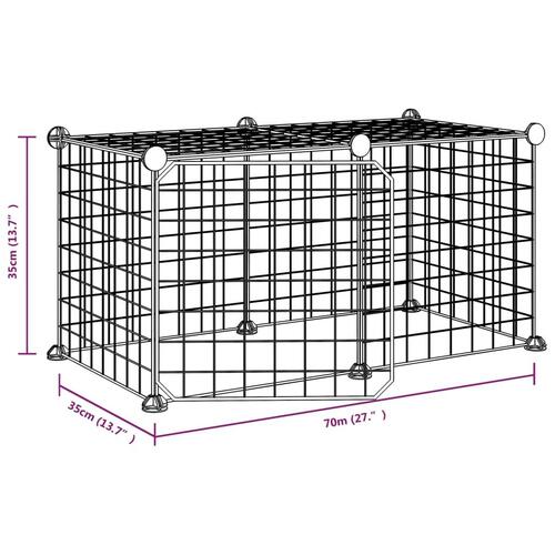 8-panels kæledyrsindhegning med låge 35x35 cm stål sort