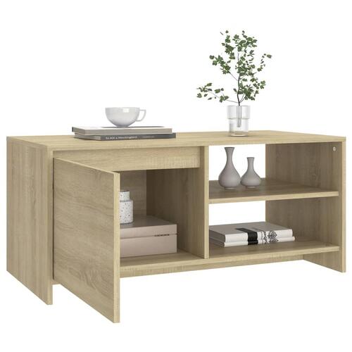 Sofabord 102x50x45 cm konstrueret træ sonoma-eg